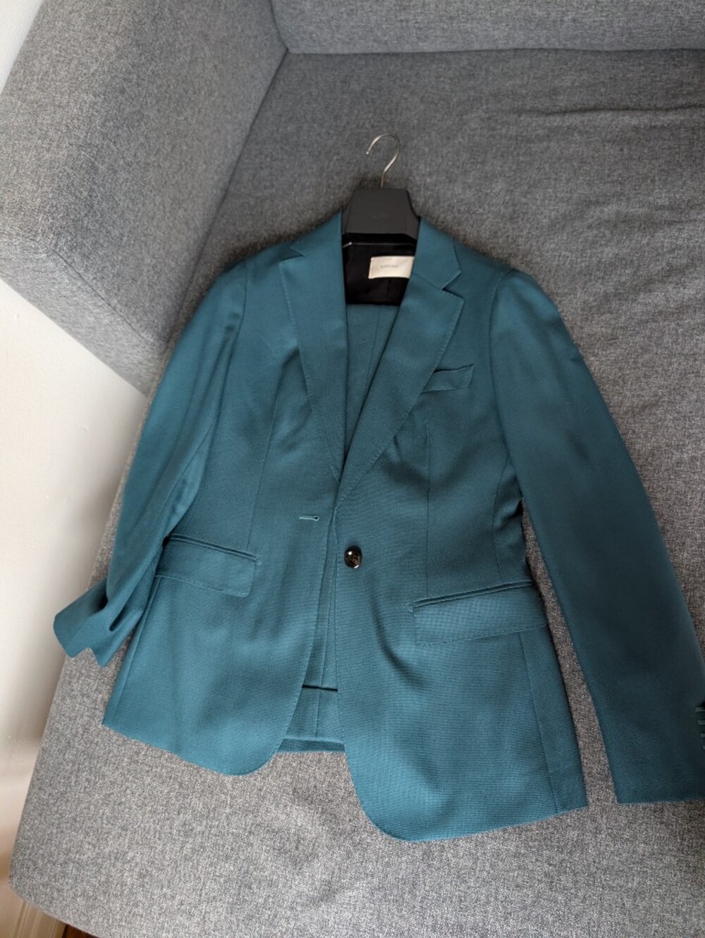 Women's Teal Single-Button Suit Jacket